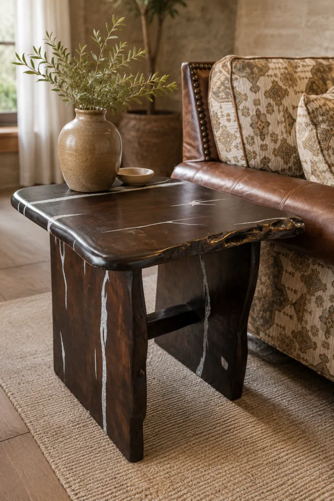 White Buffalo Turquoise Mesquite End Table