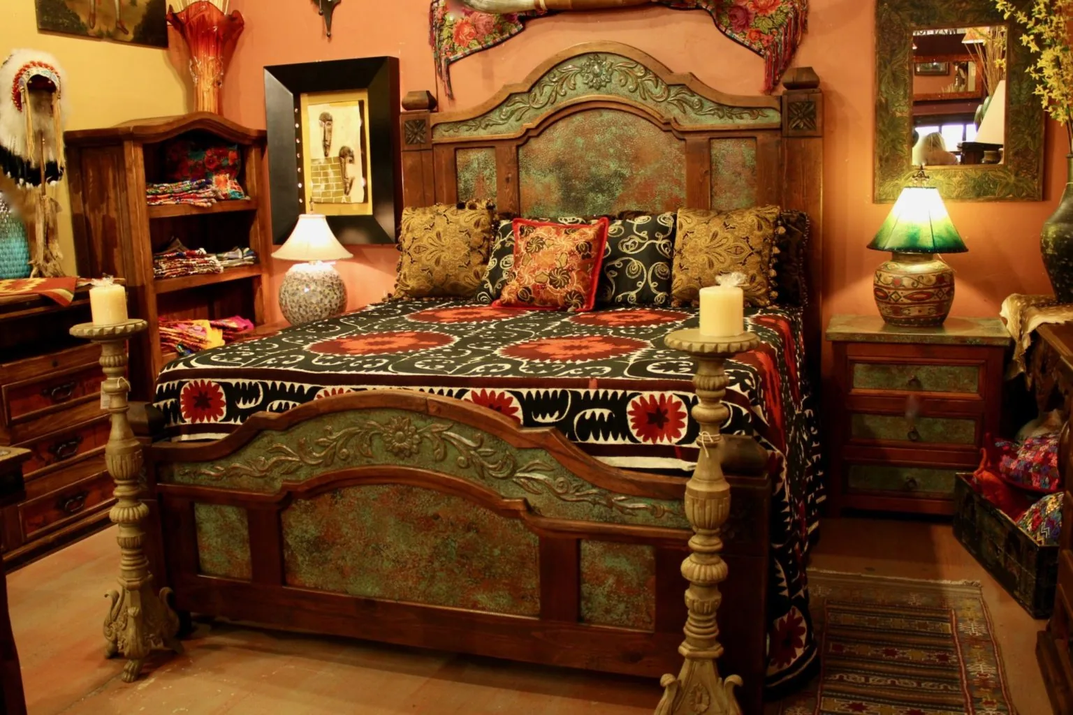 Floral Patina Copper Bed