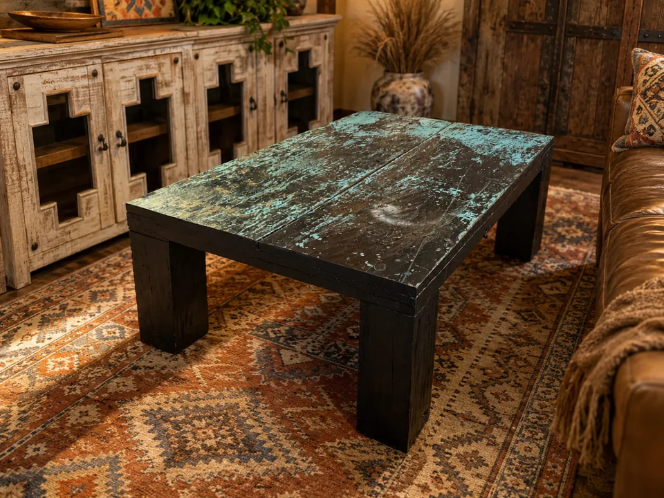Distressed Blue Coffee Table