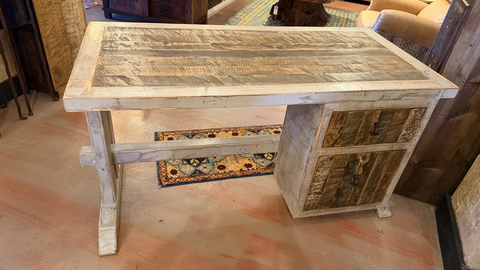 Gray Wash Modern Rustic Study Desk