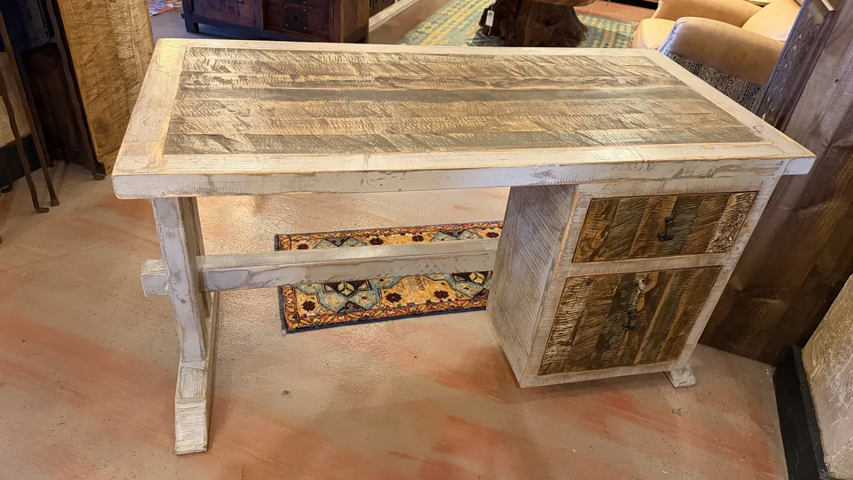 Gray Wash Modern Rustic Study Desk