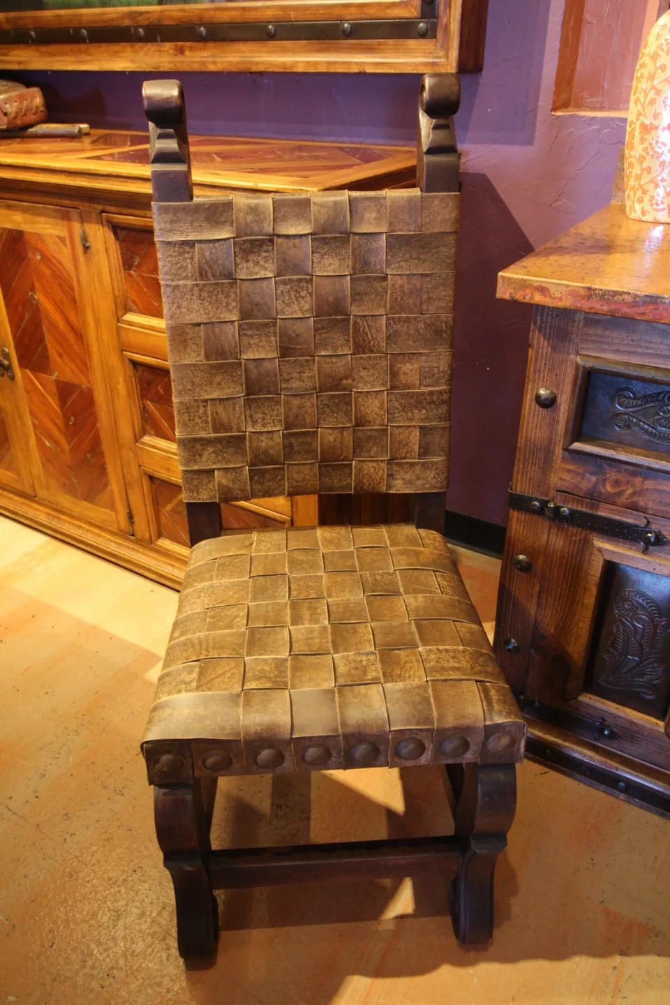 Argentina Woven Leather Chair Vintage Café