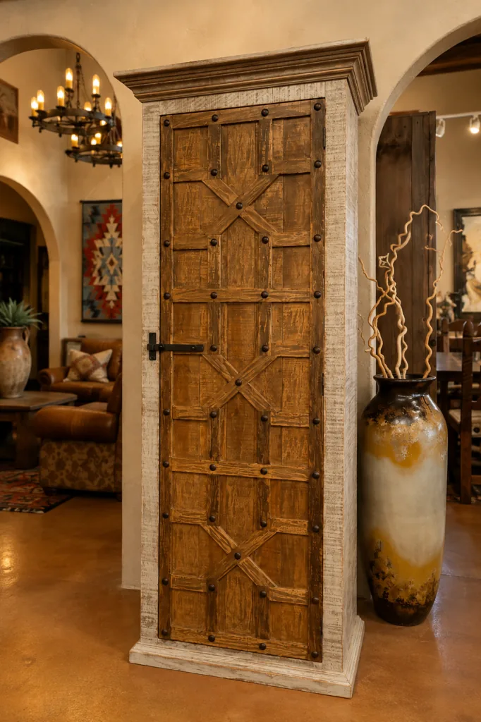 Gray Wash Cross-Bracing Wine Cabinet