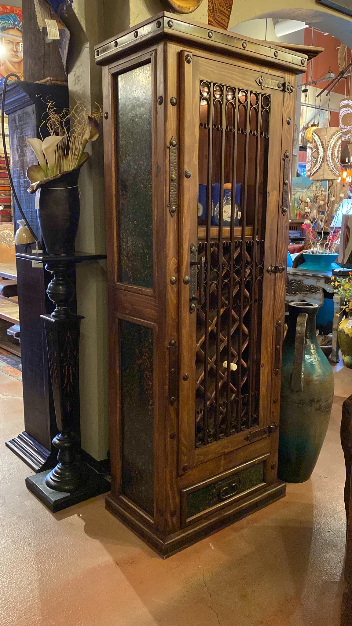 Evergreen Acid Washed Copper Wine Cabinet