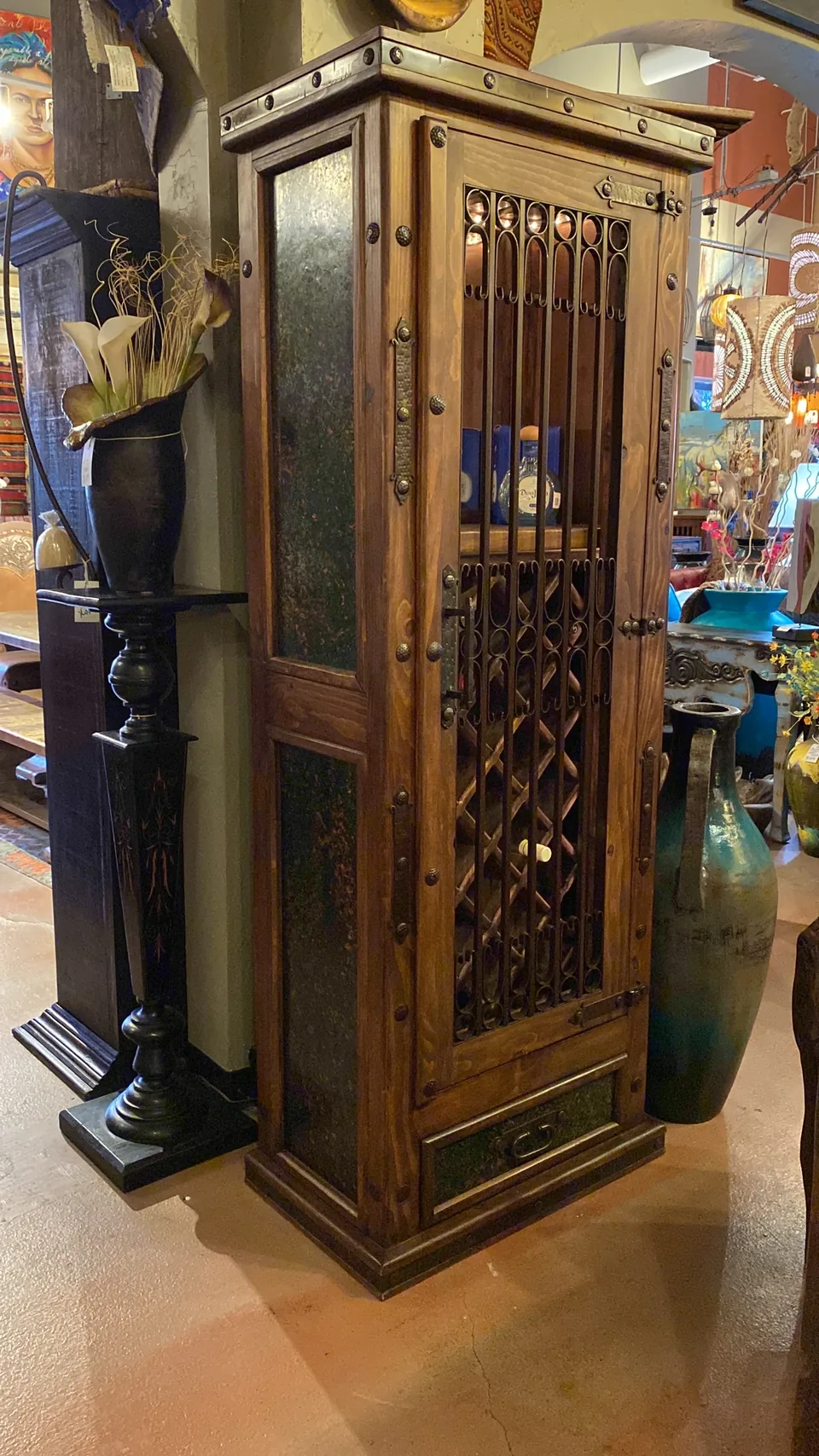 Evergreen Acid Washed Copper Wine Cabinet