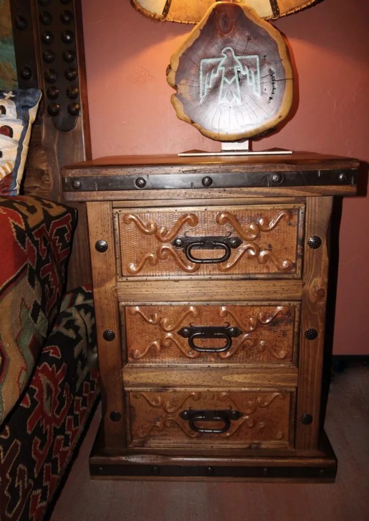 Hacienda Ornate Copper Nightstand (doable in Acid Washed Copper)