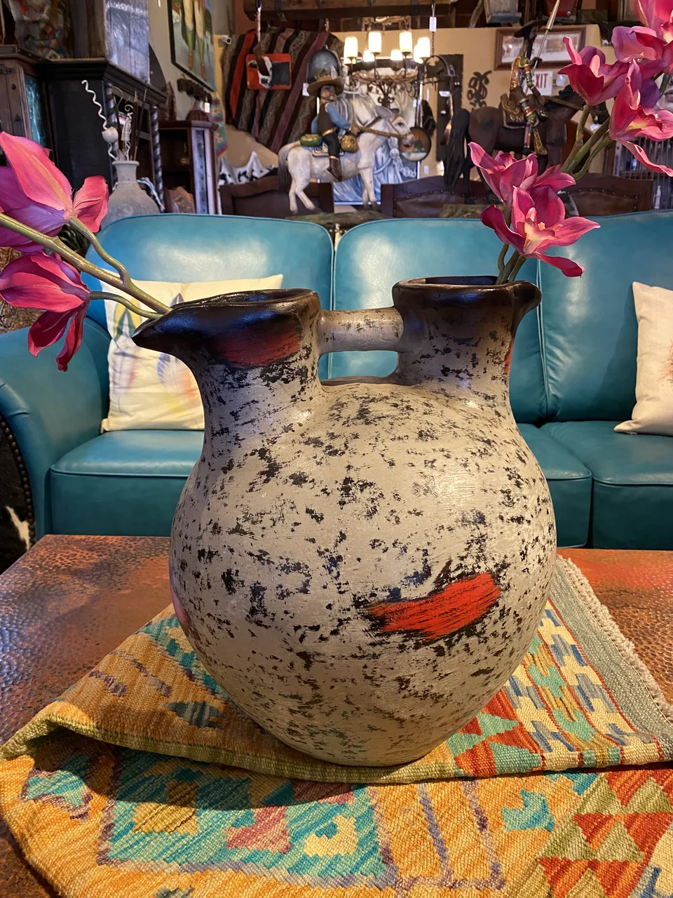 “Red Spot” Double Spout Vase