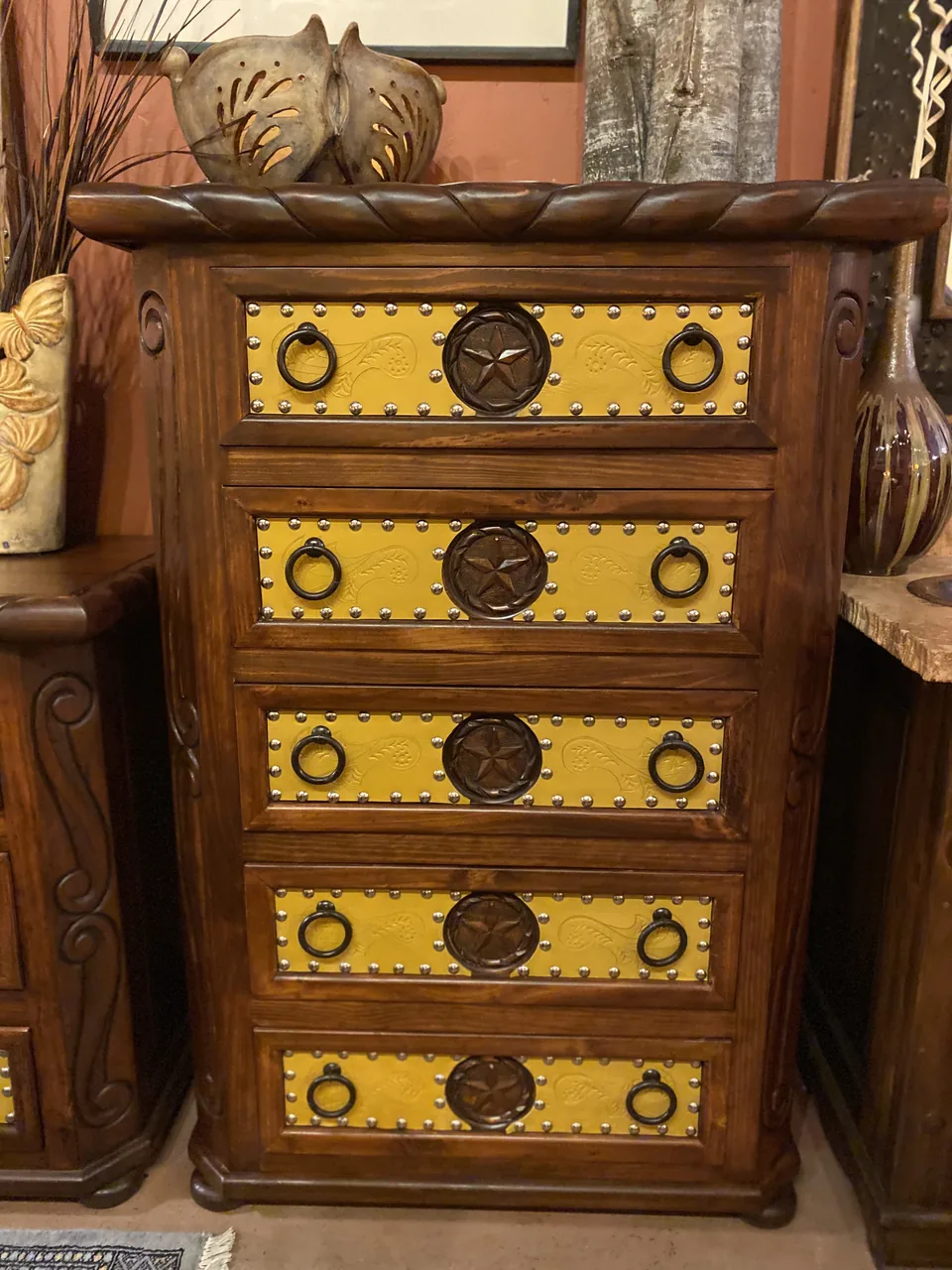 Lone Star Tooled Leather Tallboy in Yellow