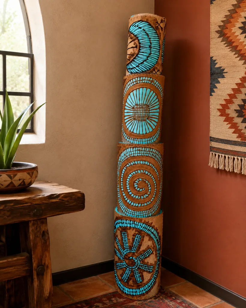 Turquoise Totem Column Floor Lamp