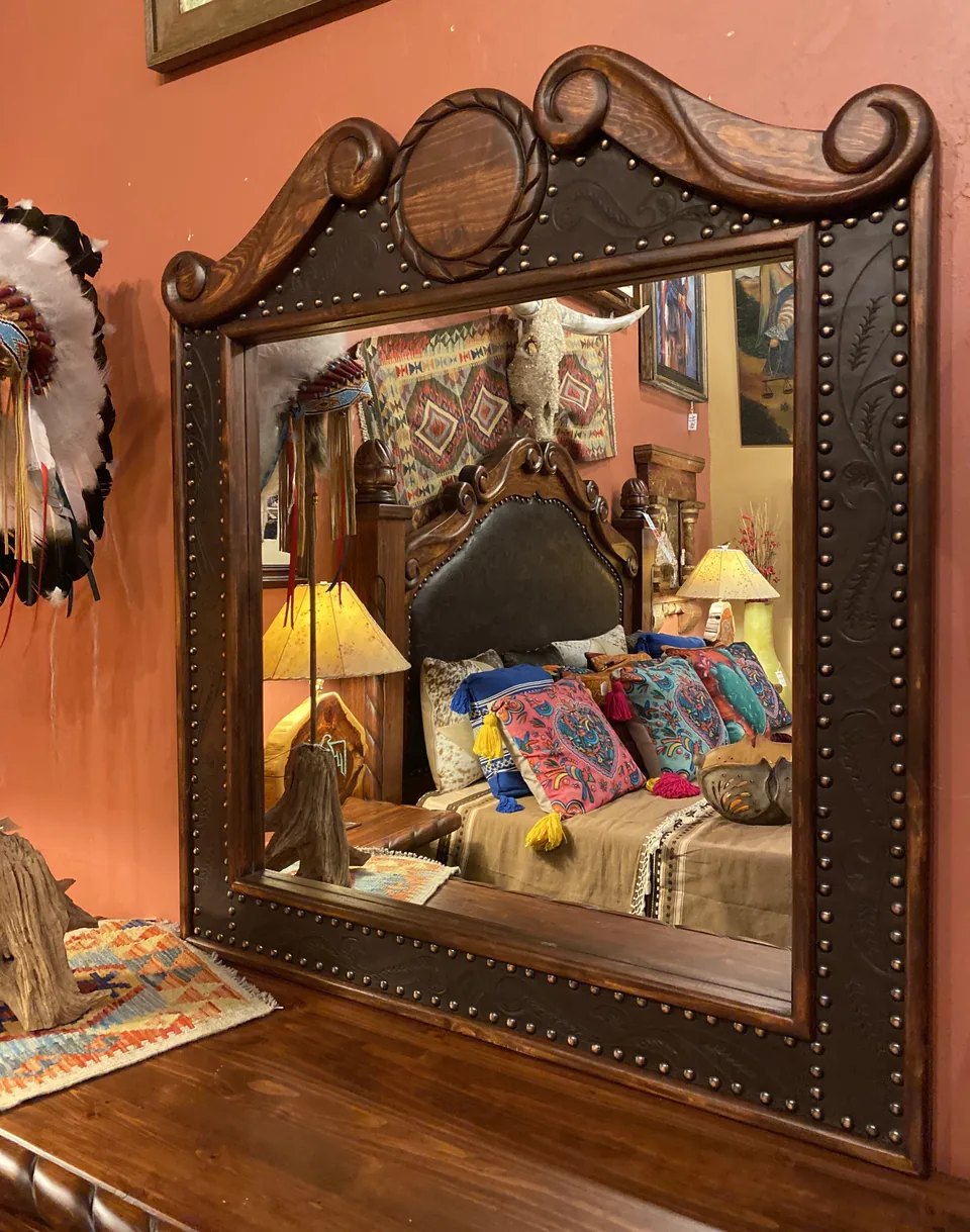 Oscar Tooled Leather Mirror