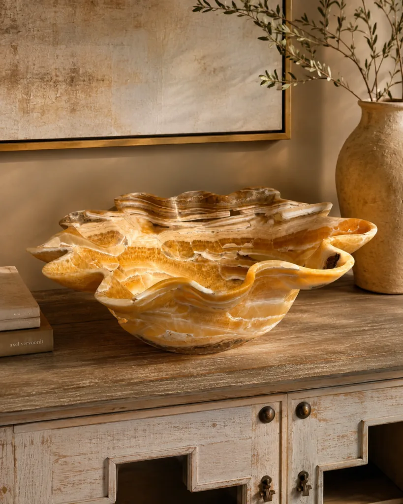 Golden Onyx Ruffle Bowl