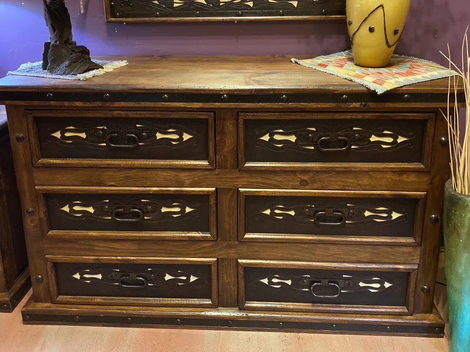 Hacienda Tooled Leather Dresser in Yellow