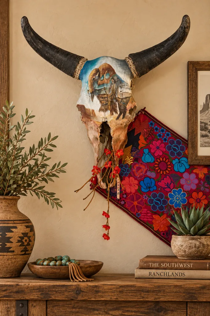 Hand-Painted Buffalo Skull