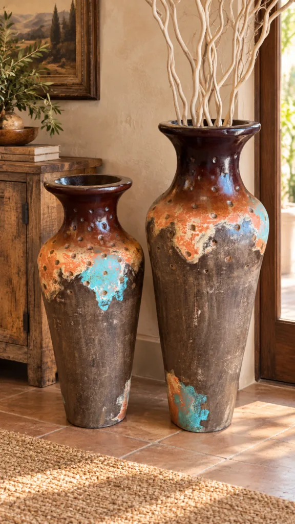 Rustic Polkadot Floor Vase