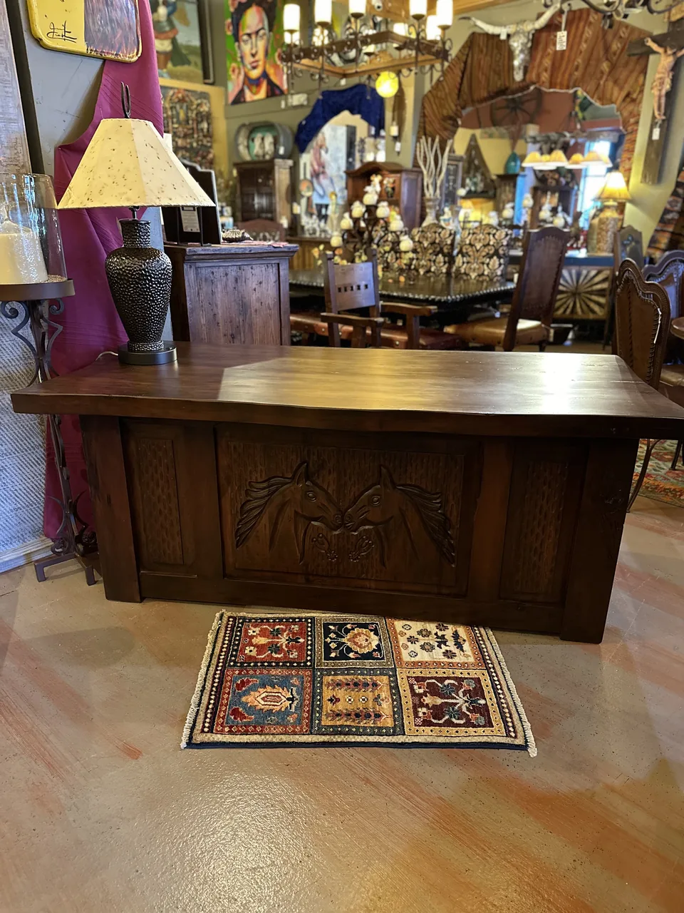 Carved Horses Executive Desk