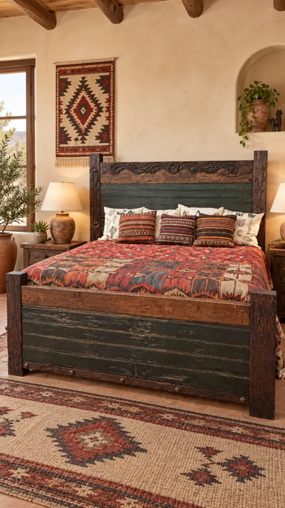 Carved Rustic Bed