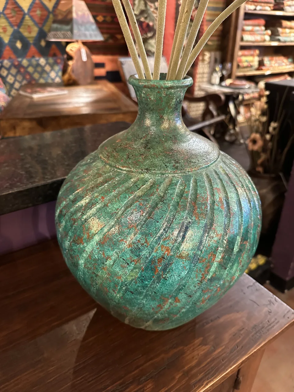 Swirling Turquoise Ceramic Vase