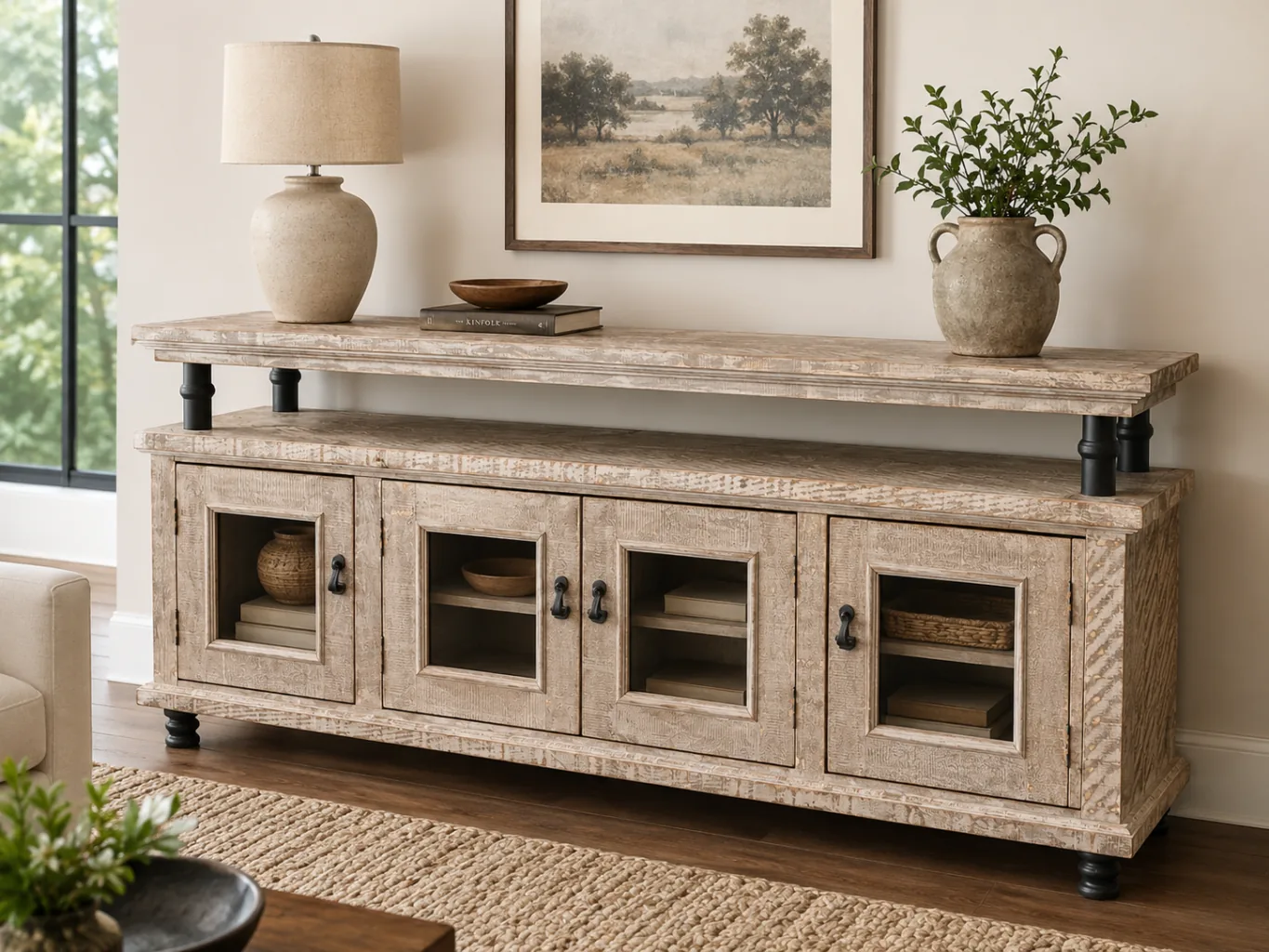 Modern Rustic Gray Wash TV Console