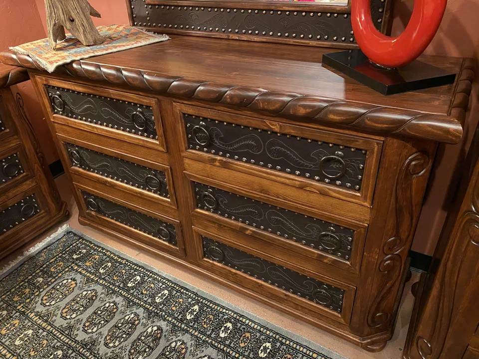 Oscar Tooled Leather Dresser in Café