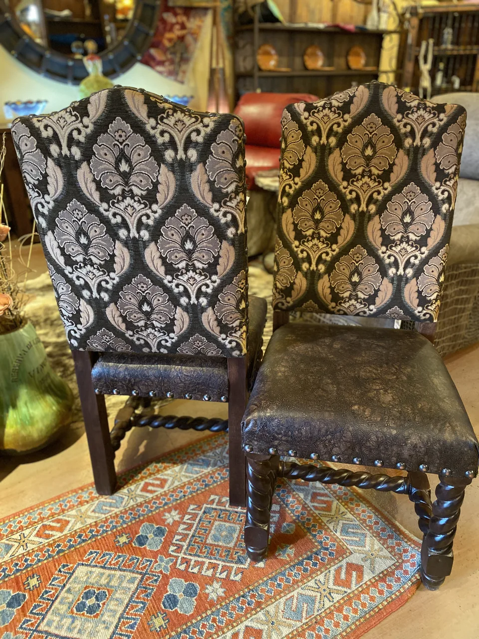 Distressed Cognac Brown Parson Chair