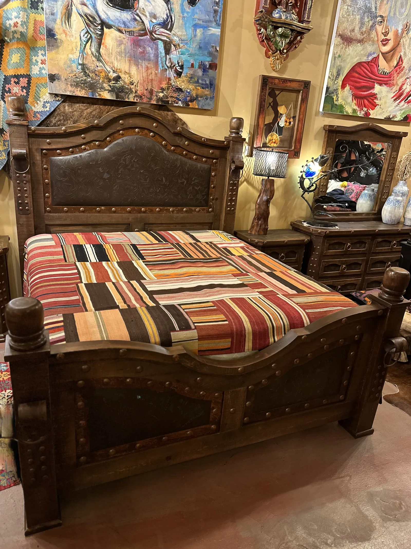 Cheyenne Tooled Leather Bed