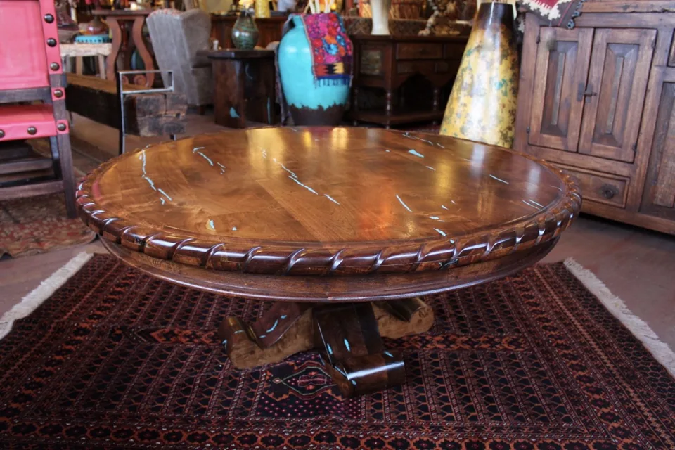 Round Rope Edge Mesquite Coffee Table
