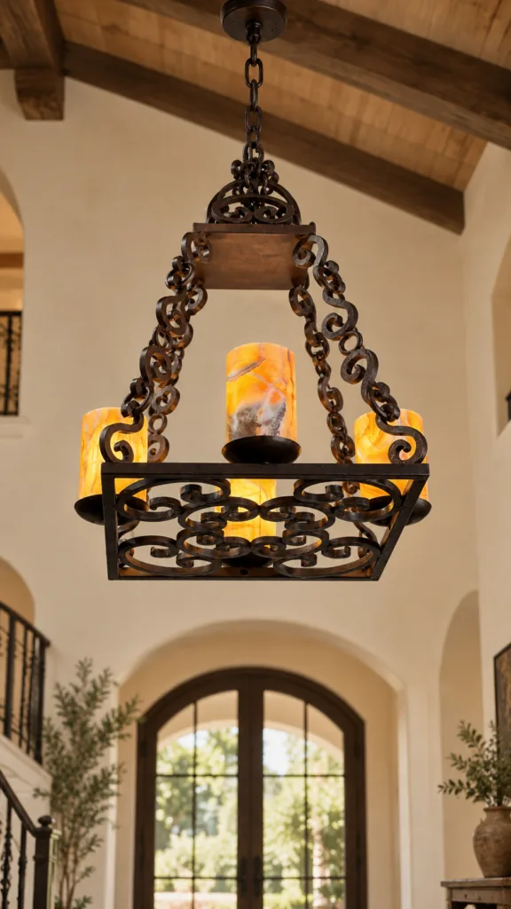 Square Scrolled Onyx Chandelier