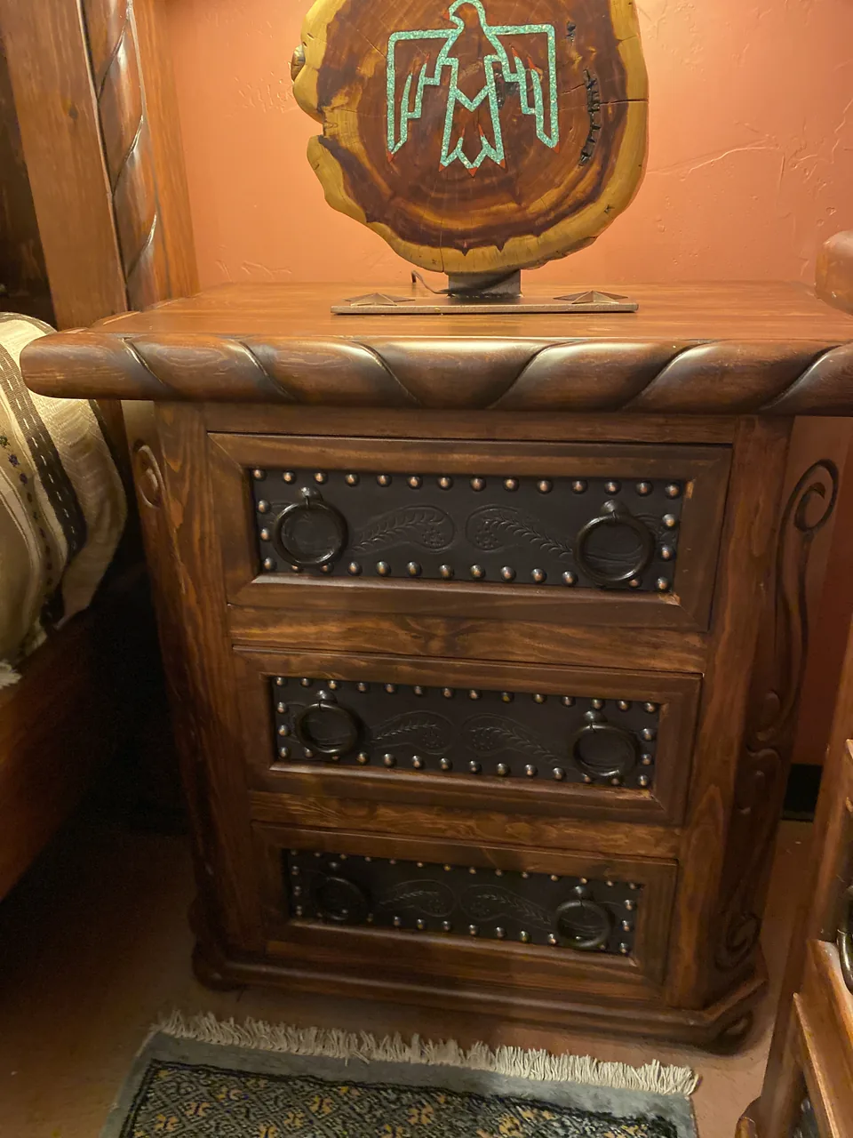Oscar Tooled Leather Nightstand (doable in other colors)