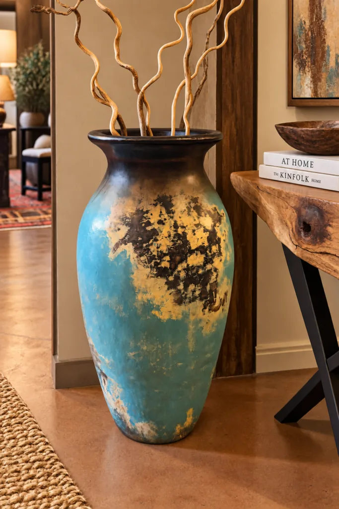 Turquoise Patina Floor Vase