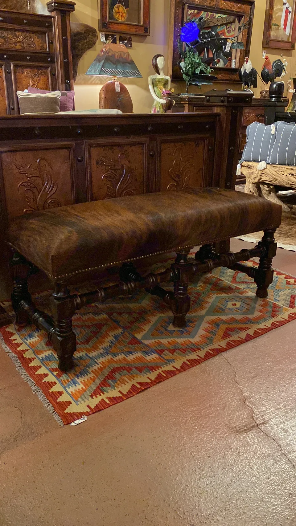 Cowhide Backless Bench