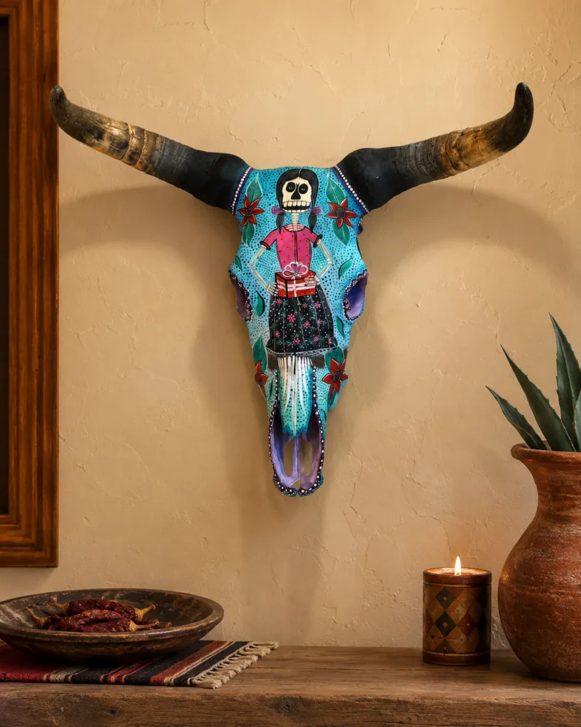 Folk-Art Hand Painted Skull