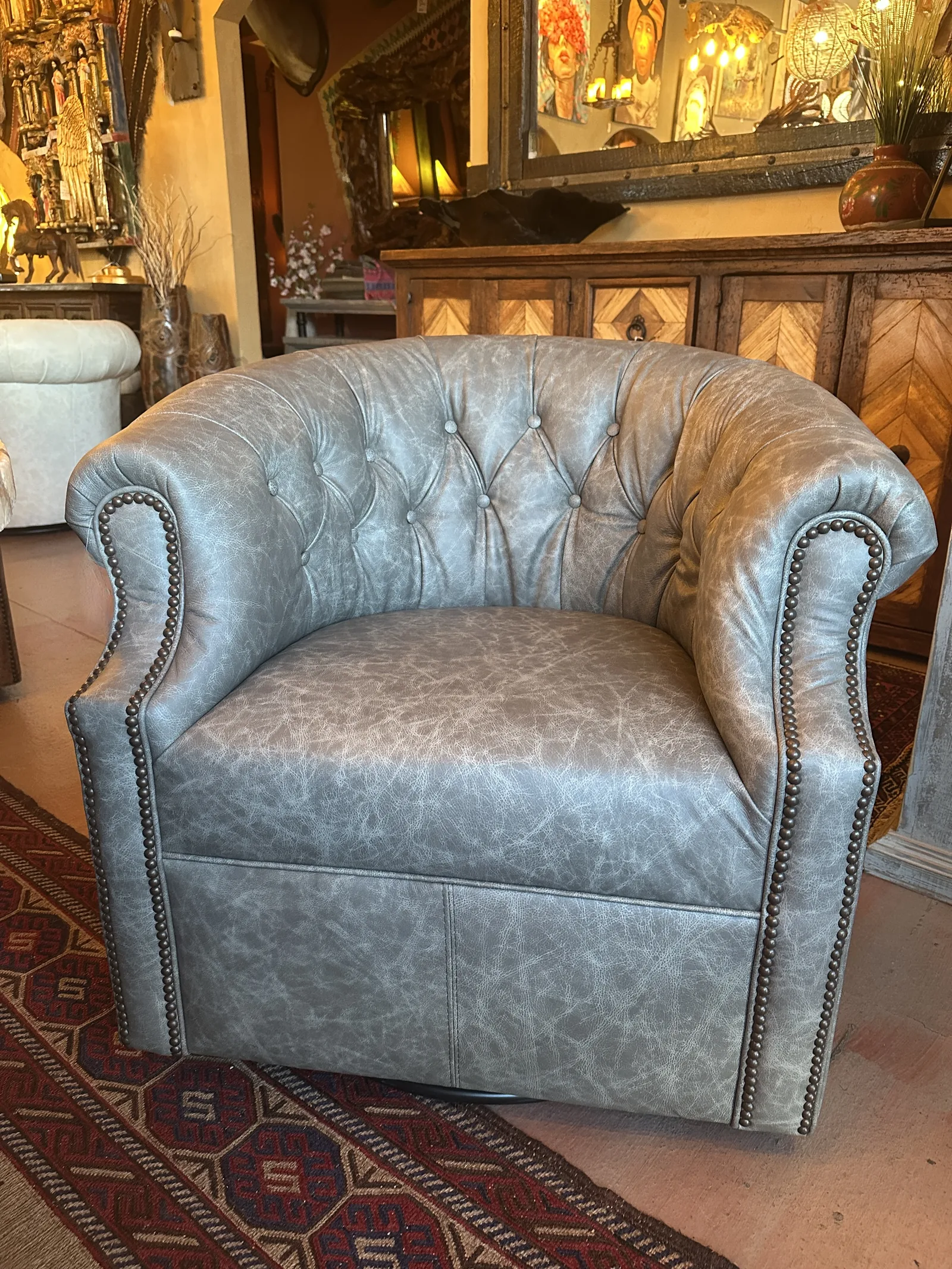 Omaha Fossil Swivel Barrel Chair