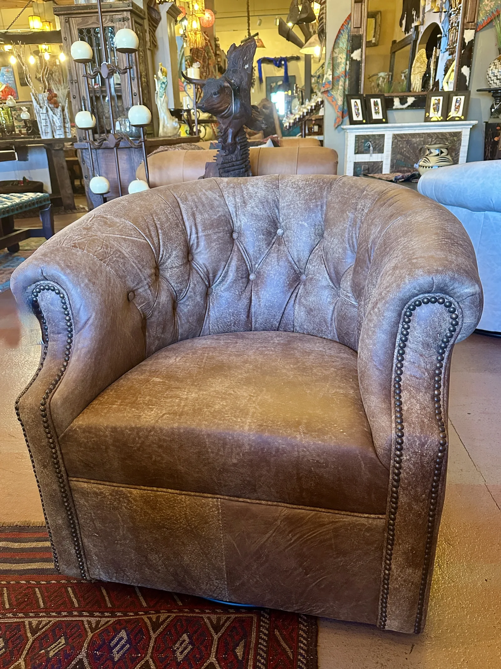 Aniline Swivel Barrel Chair