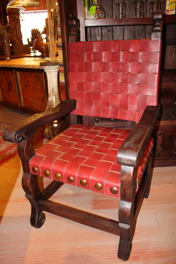 Argentina Woven Leather Armchair Red Guinda