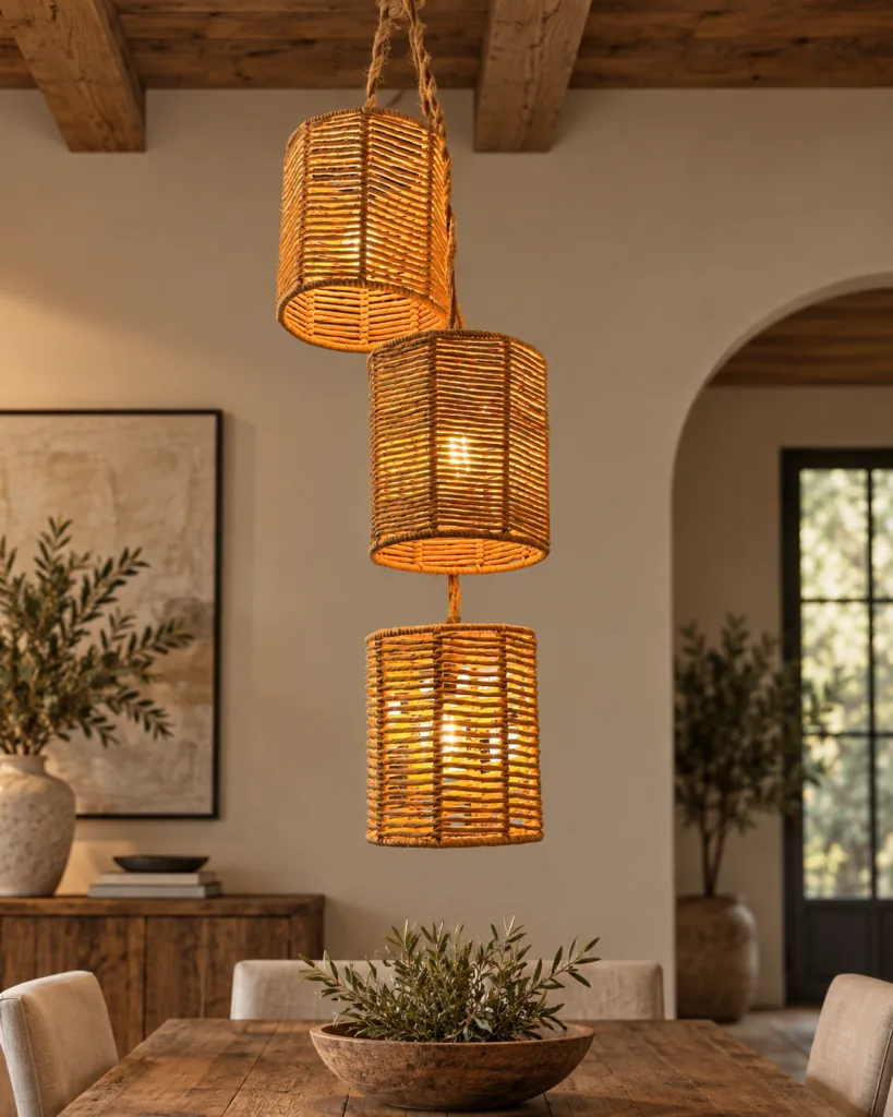 Rustic Rattan Chandelier