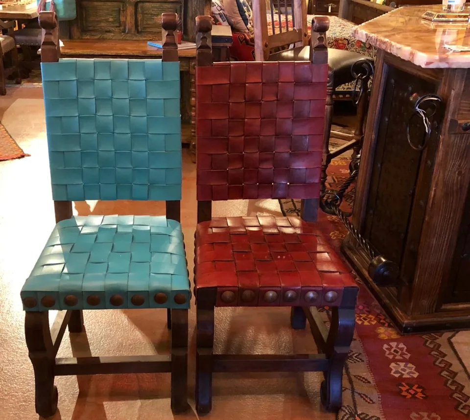Argentina Woven Leather Chair Turquoise or Red Guinda
