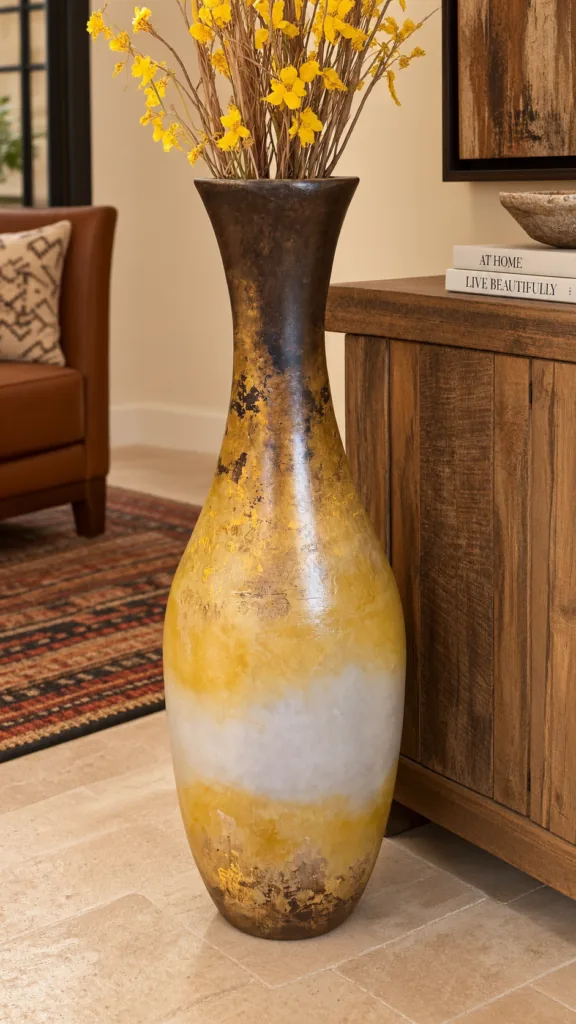 Golden Dune Long-Neck Floor Vase