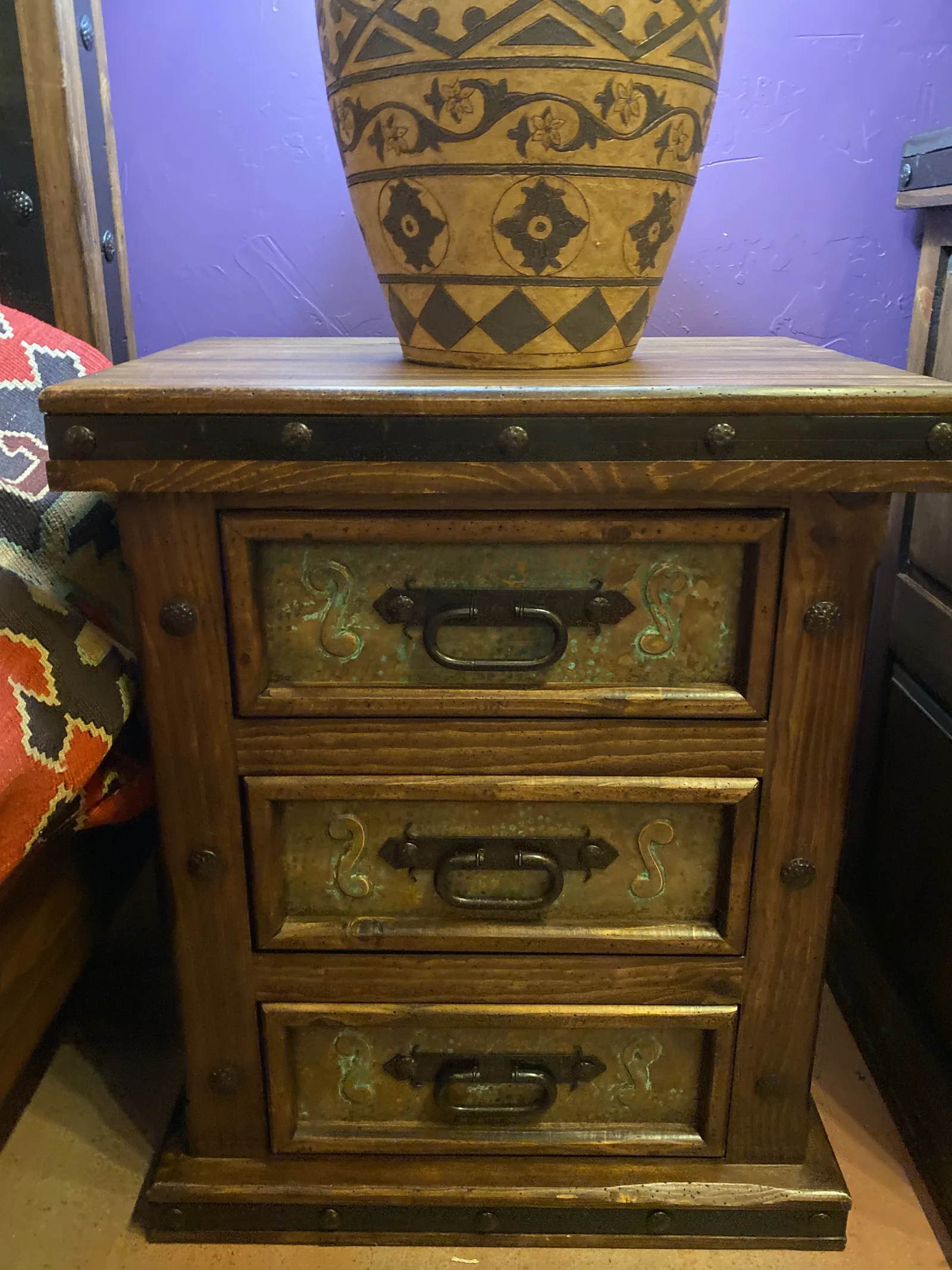 Hacienda Ornate Acid Copper Nightstand (doable in Copper)