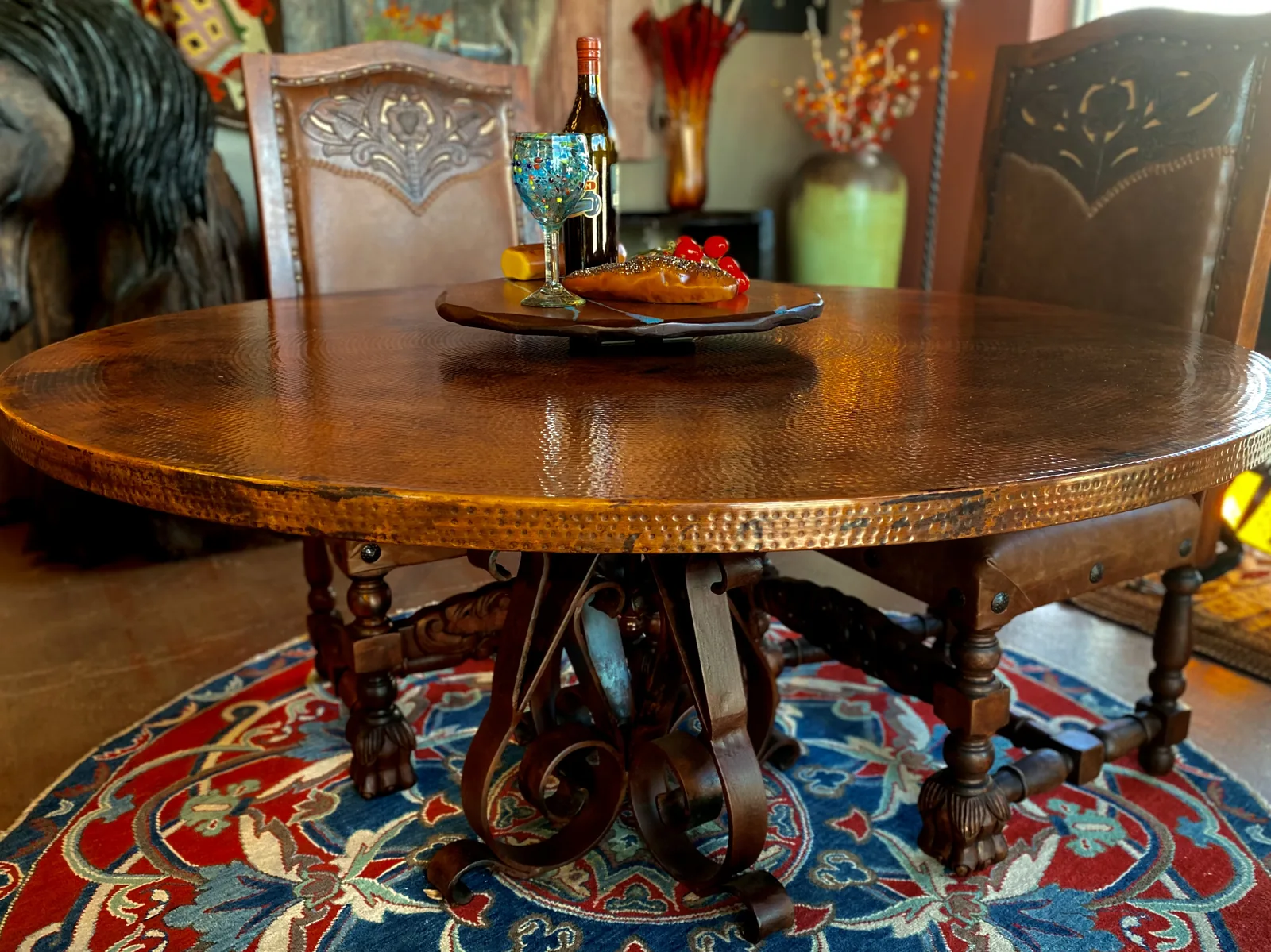 Round Natural Copper Table Iron Base