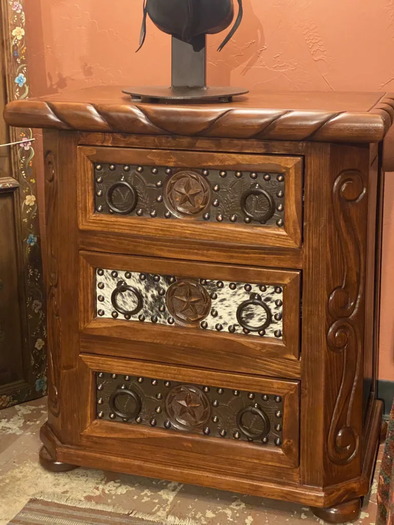Lonestar Cowhide Nightstand