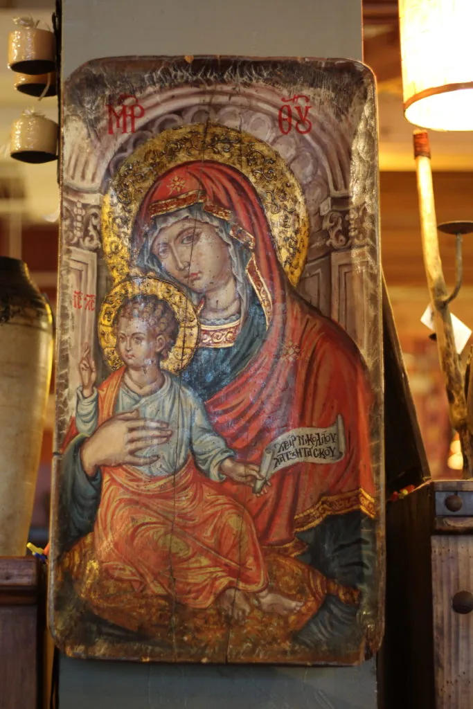Icon of the Virgin and Child painted on a wood panel