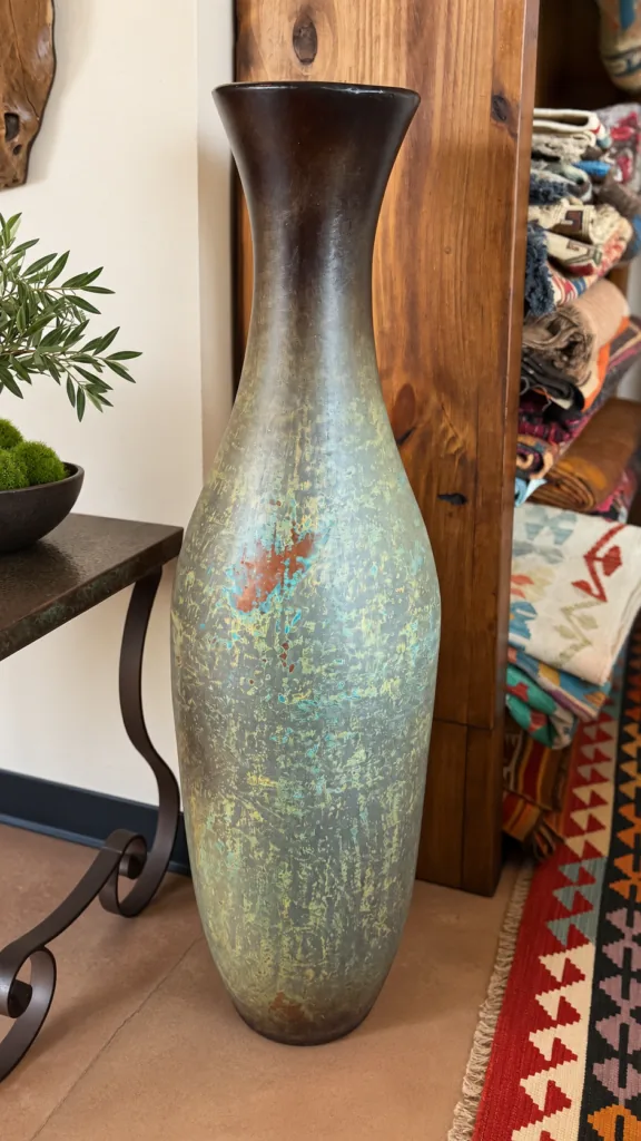 Peacock Long-Neck Floor Vase