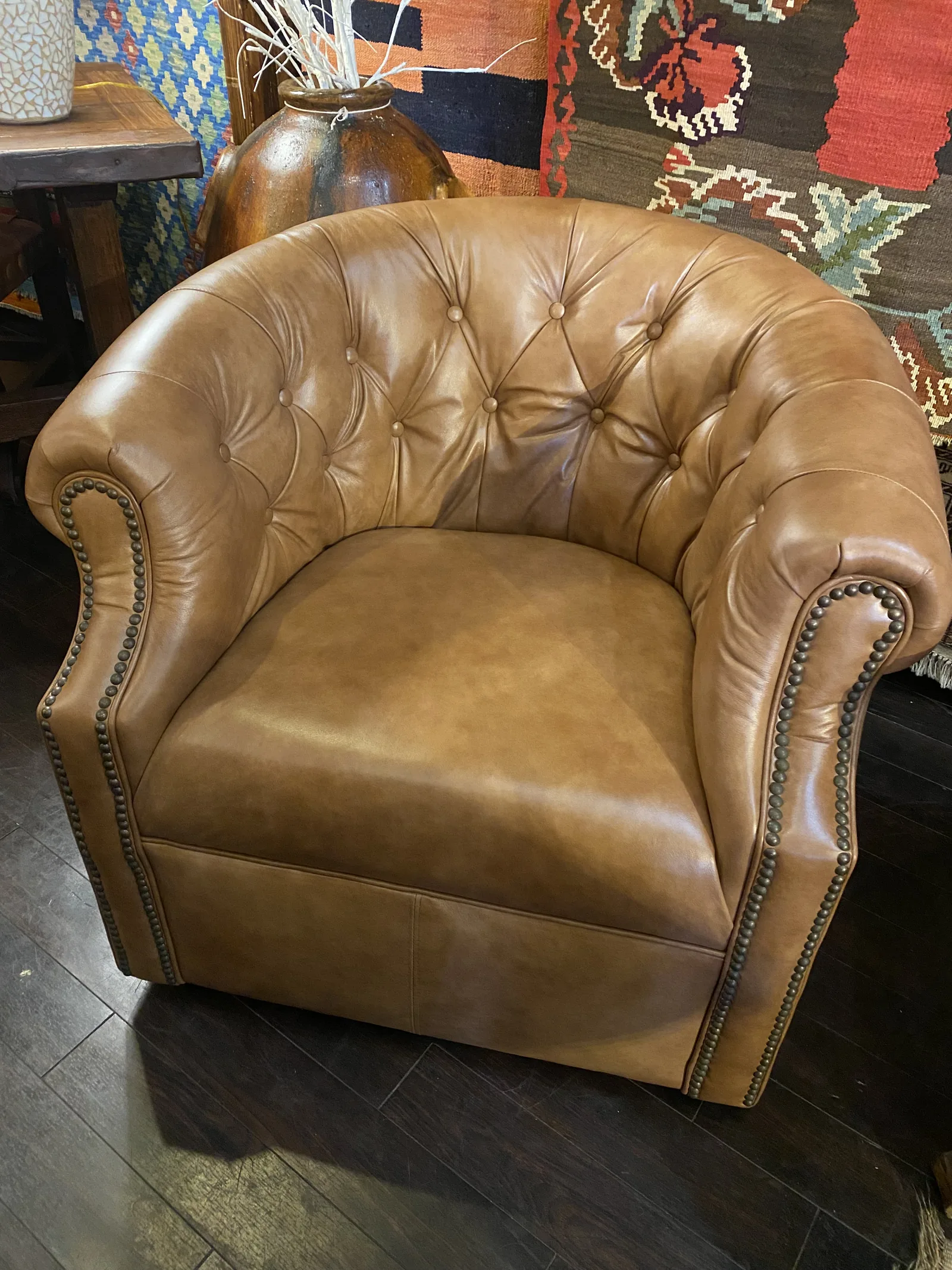 Heirde Swivel Barrel Chair