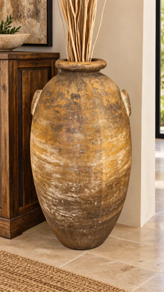 Rustic Mediterranean Floor Vase