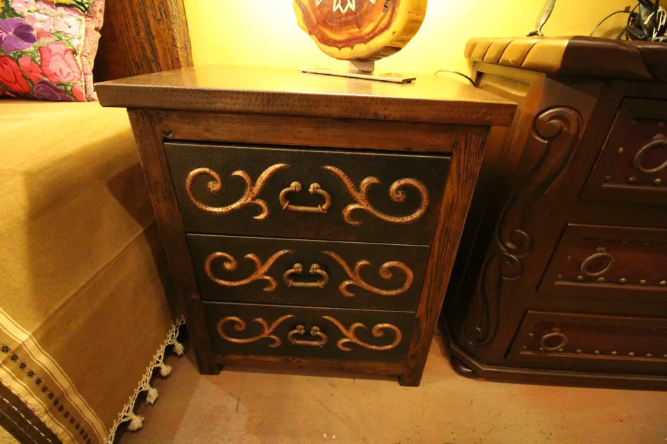 Ornate Black Copper Nightstand