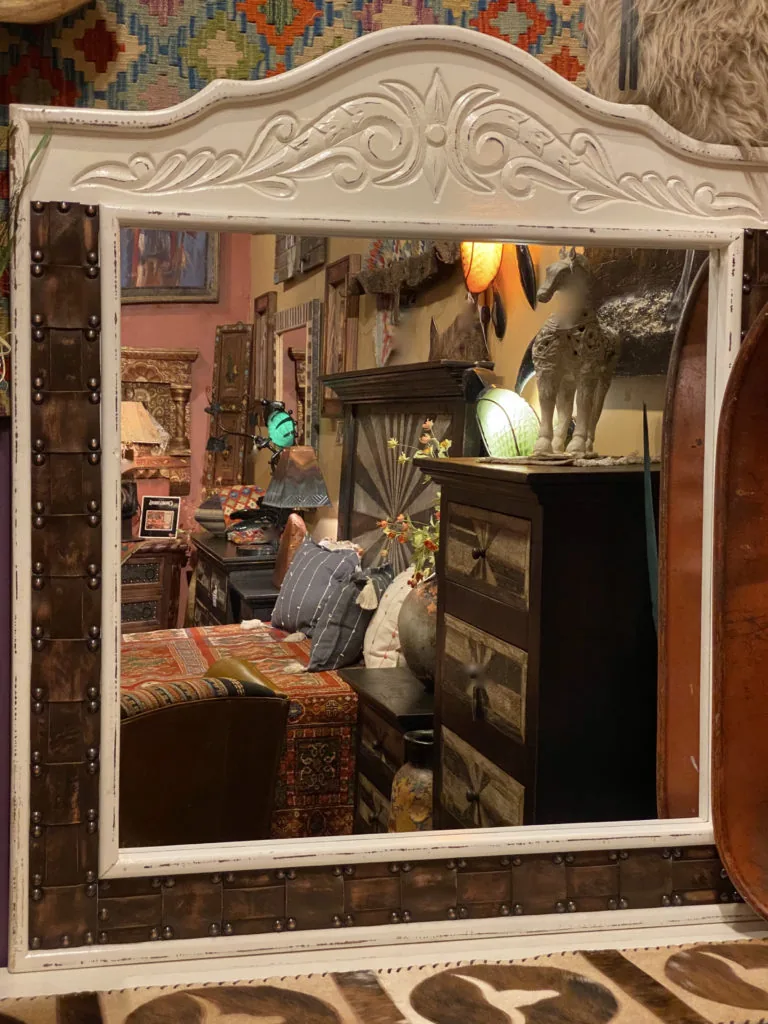 Boho Leather Mirror