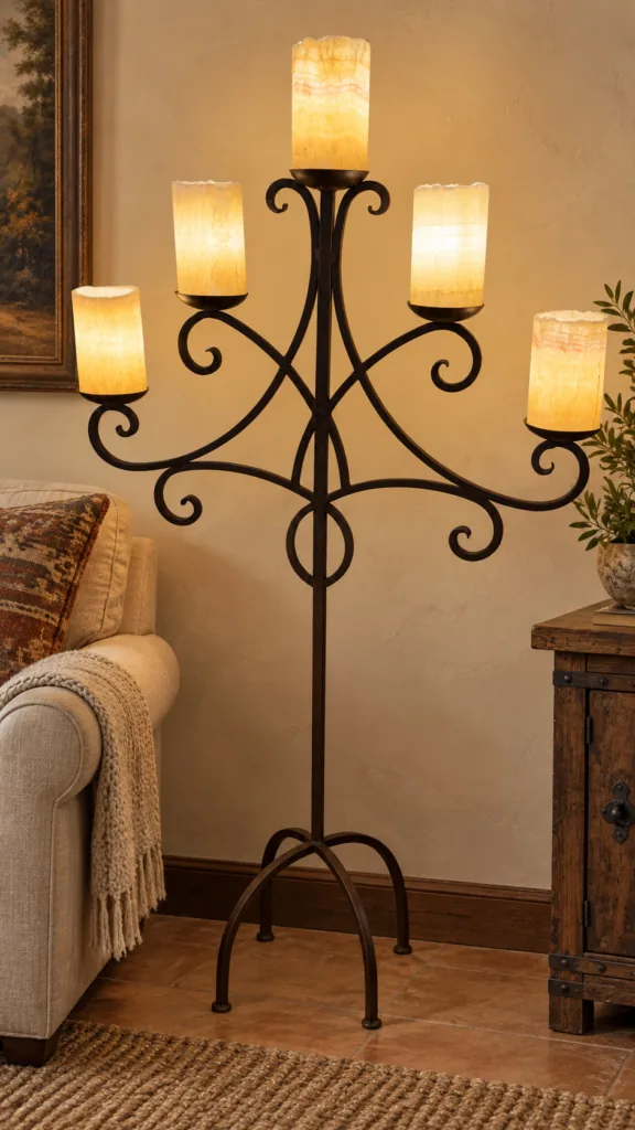 5-Light Onyx Shade Candelabra Floor Lamp