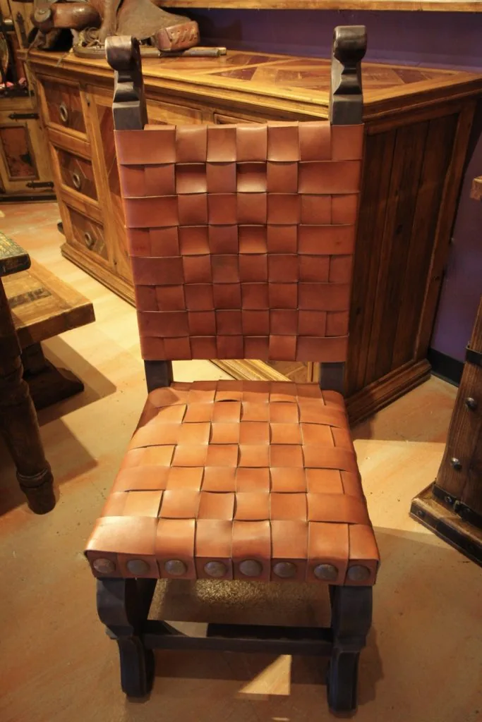 Argentina Woven Leather Chair Red Inglès