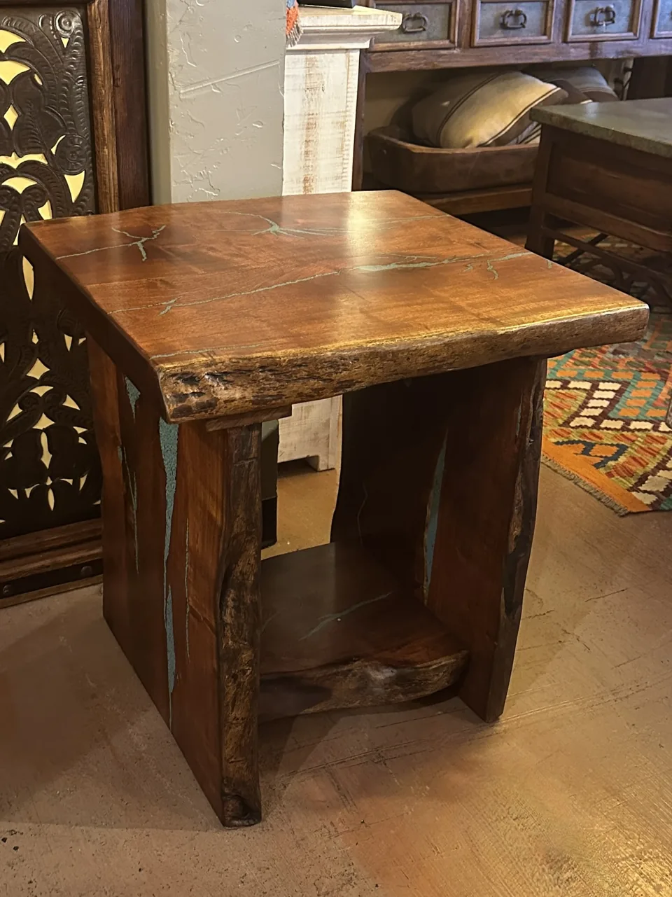 Mesquite Turquoise Inlay End Table