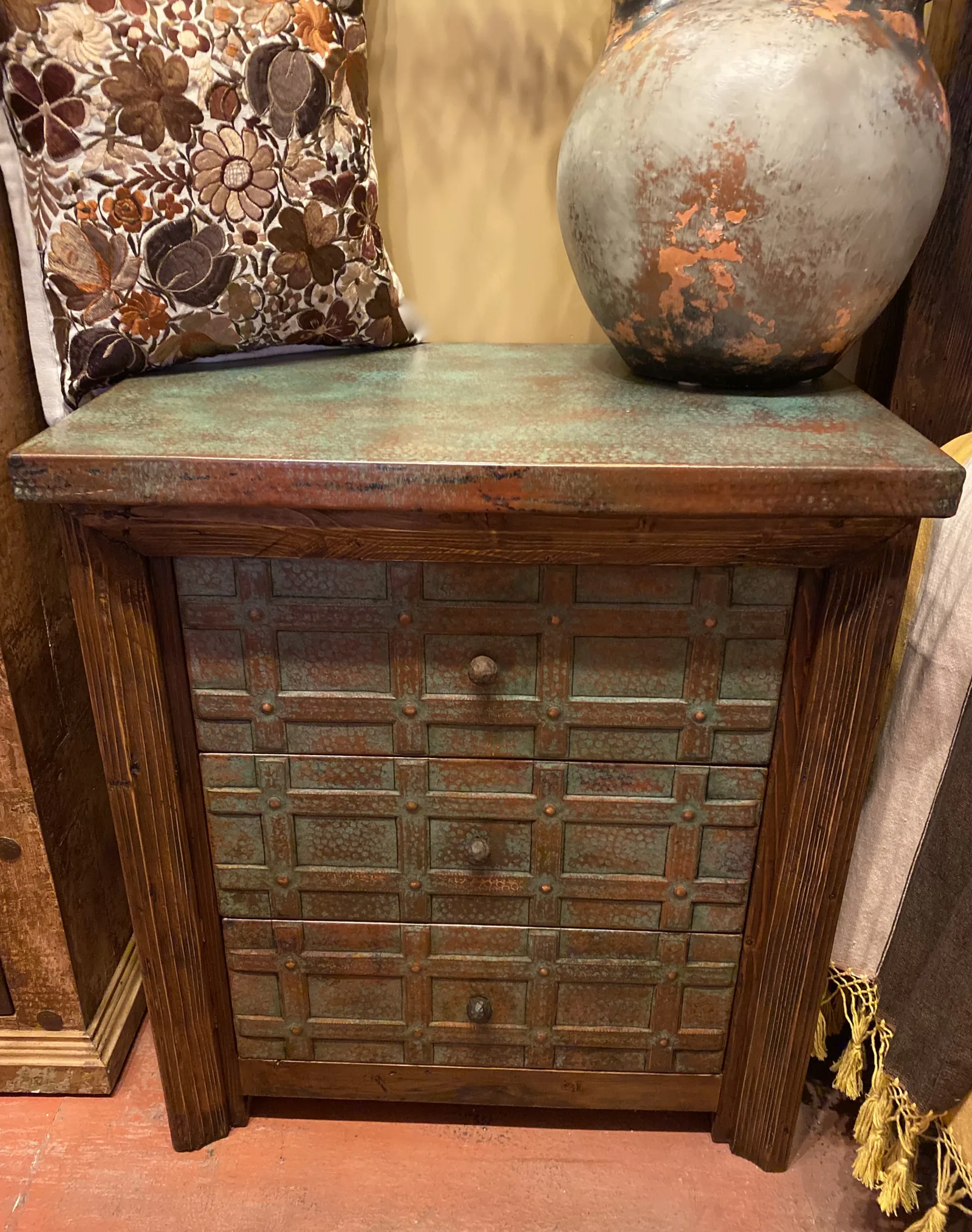Cuadrito Patina Copper Nightstand